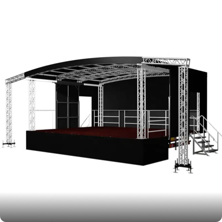 Sistema de escenario de armadura de techo personalizado de instalación rápida al aire libre con plataforma de escenario móvil para concierto de eventos