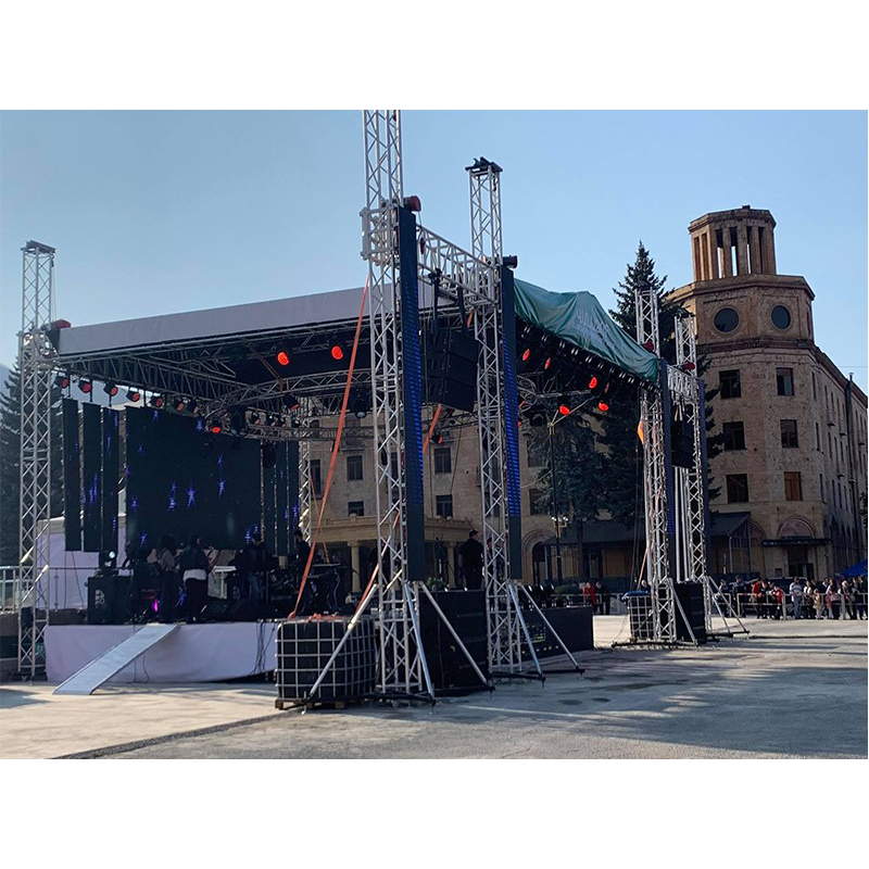 Podio de escenario de concierto de aleación de aluminio exterior, escenario con sistema de armadura Lage, precio de fábrica 