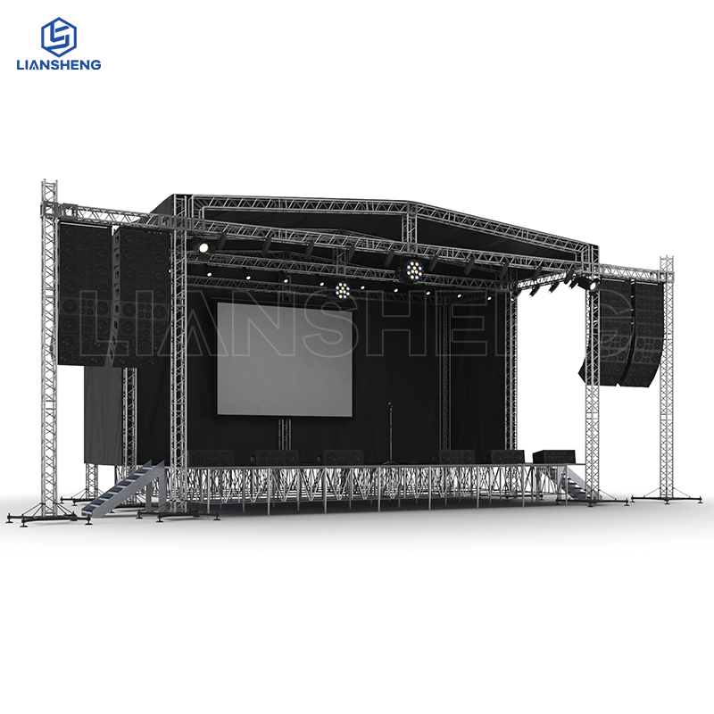 Marco de escenario de aluminio para concierto de podio al aire libre de gran venta con estantes de sistema de elevación de exhibición de armazón