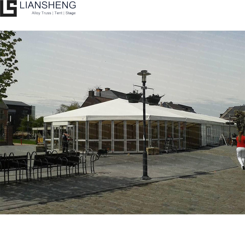 Aplicación al aire libre Marco de aluminio Anti óxido impermeable ignífugo tienda de almacén para ferias comerciales