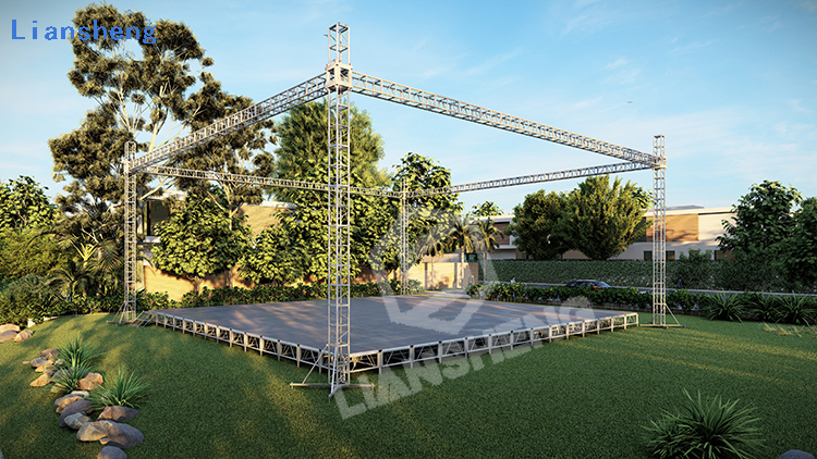 Gran oferta, iluminación para conciertos al aire libre, soporte de armadura, podio de escenario de concierto de espectáculo de aluminio con sistema de elevación de armadura