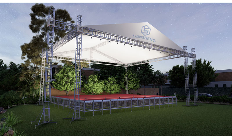 Armazón de aluminio para eventos, techo curvo, sistema de armazón, concierto al aire libre, plataforma de escenario, luces separadoras, exhibiciones de armazones