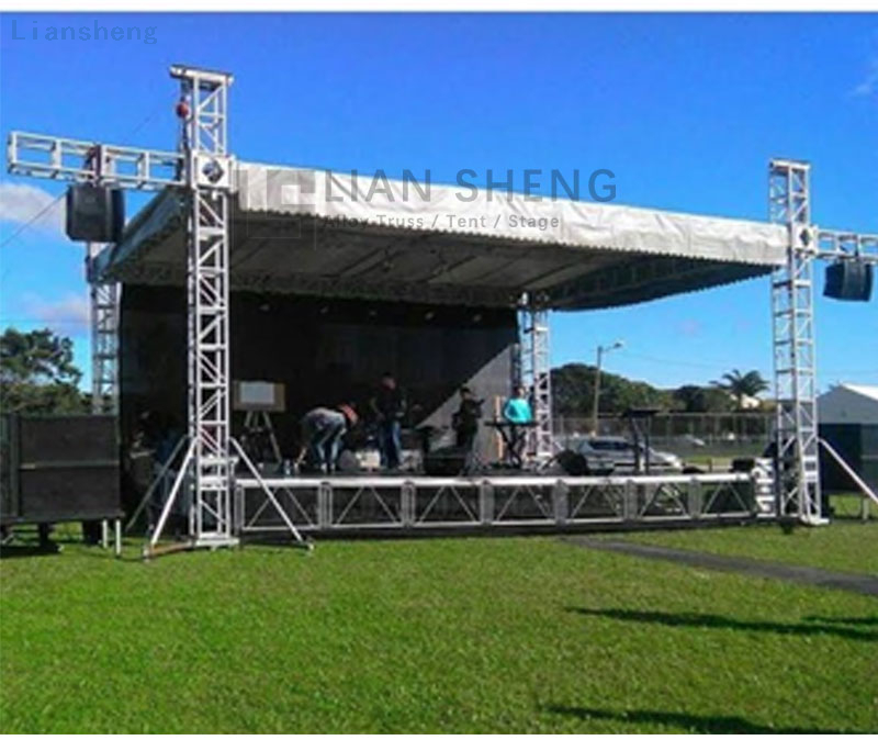 Gran oferta, iluminación para conciertos al aire libre, soporte de armadura, podio de escenario de concierto de espectáculo de aluminio con sistema de elevación de armadura