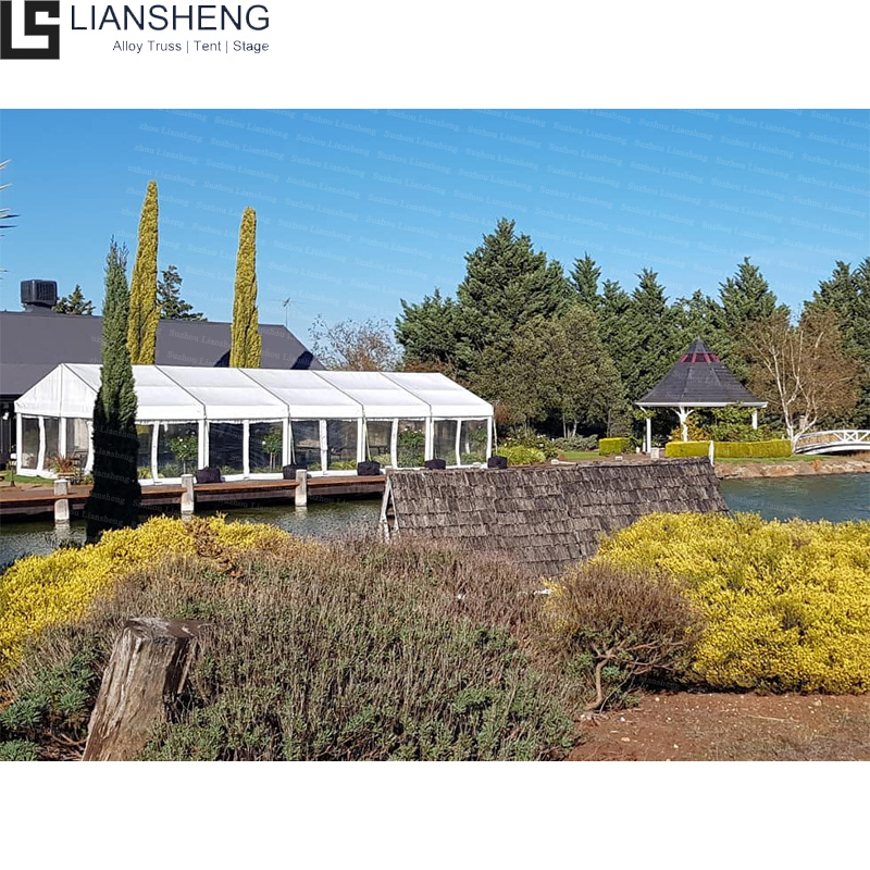 Aplicación al aire libre Marco de aluminio Anti óxido impermeable ignífugo tienda de almacén para ferias comerciales