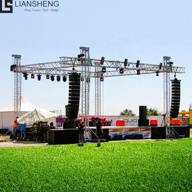 Equipo de escenario portátil personalizado, iluminación de techo para eventos, conciertos, sistema de techo de armadura, plataforma de escenario de armadura de aluminio