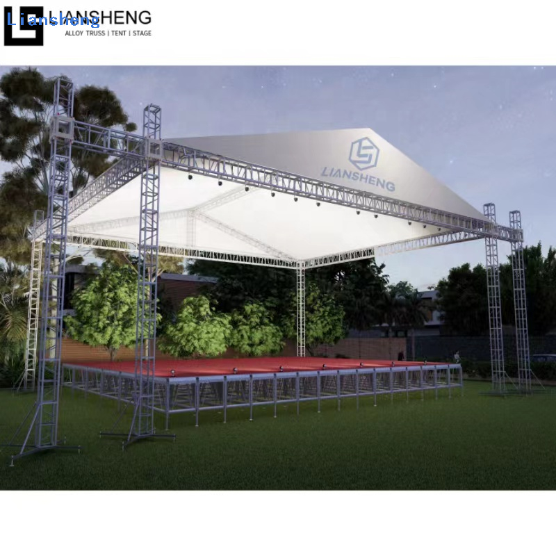 Gran oferta, iluminación para conciertos al aire libre, soporte de armadura, podio de escenario de concierto de espectáculo de aluminio con sistema de elevación de armadura