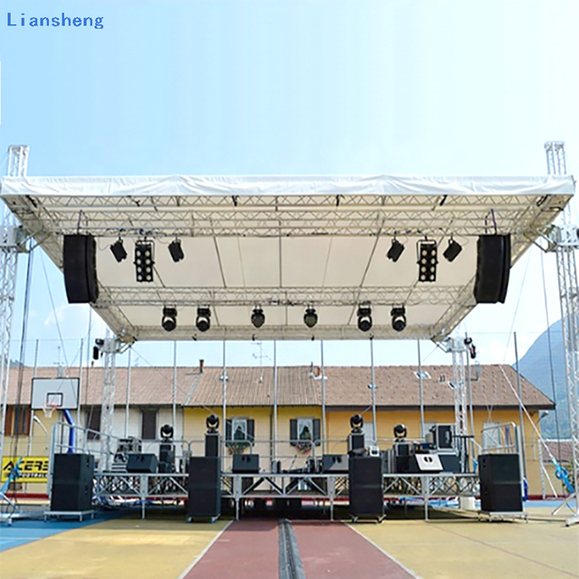 Plataforma de escenario de evento de concierto de aluminio ajustable en altura OEM ODM personalizada con armazón de techo de aluminio