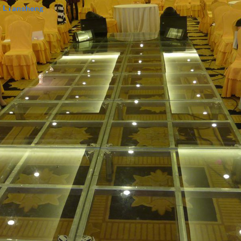 Podio de escenario para eventos, decoración de boda, escenario de cristal transparente, aleación de aluminio resistente y duradero de lujo