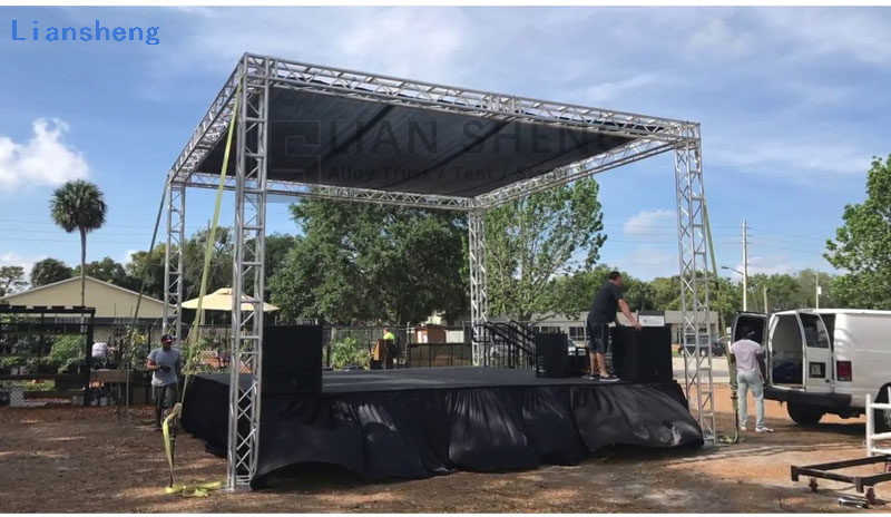 Sistema de escenario de armadura de techo personalizado de instalación rápida al aire libre con plataforma de escenario móvil para concierto de eventos