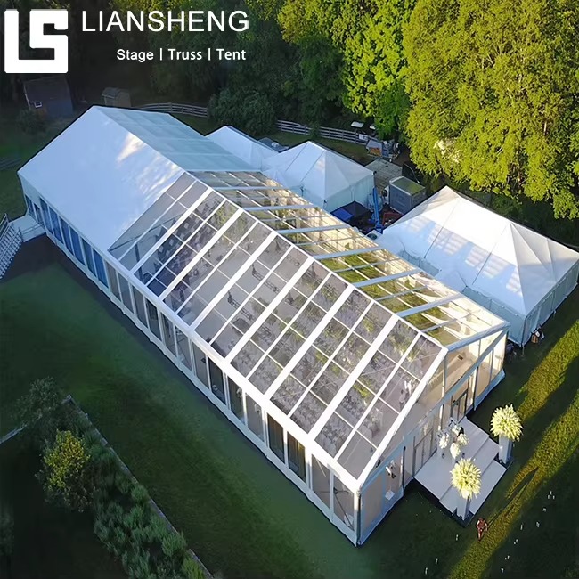 Tienda de campaña para eventos de boda con cubierta transparente de aleación de aluminio para 100 300 500 personas