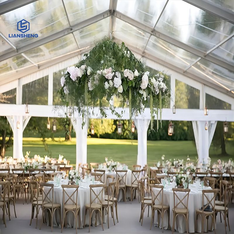  Tienda de boda de fiesta de lujo al aire libre, pagoda transparente de almacén de feria comercial en venta, palmo de 20x30m para eventos