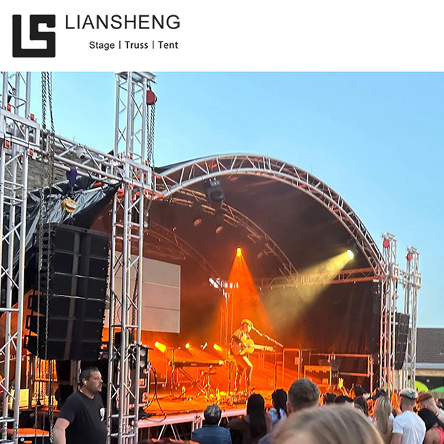 Carpa para eventos al aire libre de aluminio, escenario de concierto, plataforma elevadora, soporte de diseño, armadura, escenario de techo de exhibición