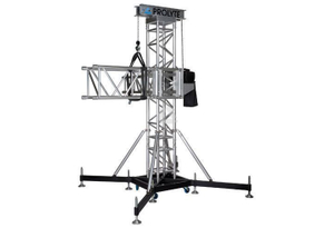 Sistema de armazón de torre elevadora de luces y parlantes