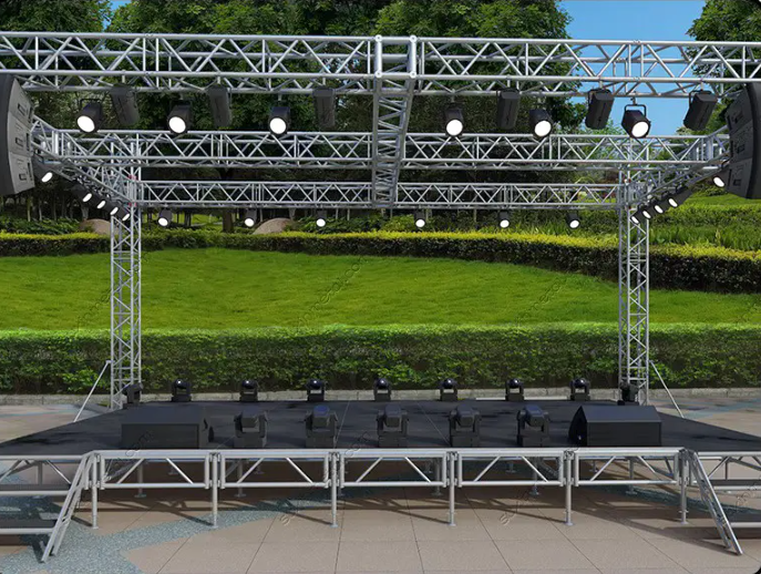 Escenario de armadura de aluminio más vendido para escenario de alta resistencia para eventos de fiesta al aire libre a la venta