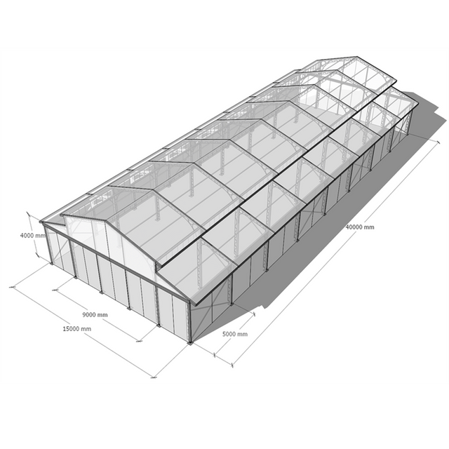 Carpa grande para bodas de 15x40m, carpa transparente para fiestas de 300 plazas, carpa para eventos con atrio con marco negro para eventos al aire libre