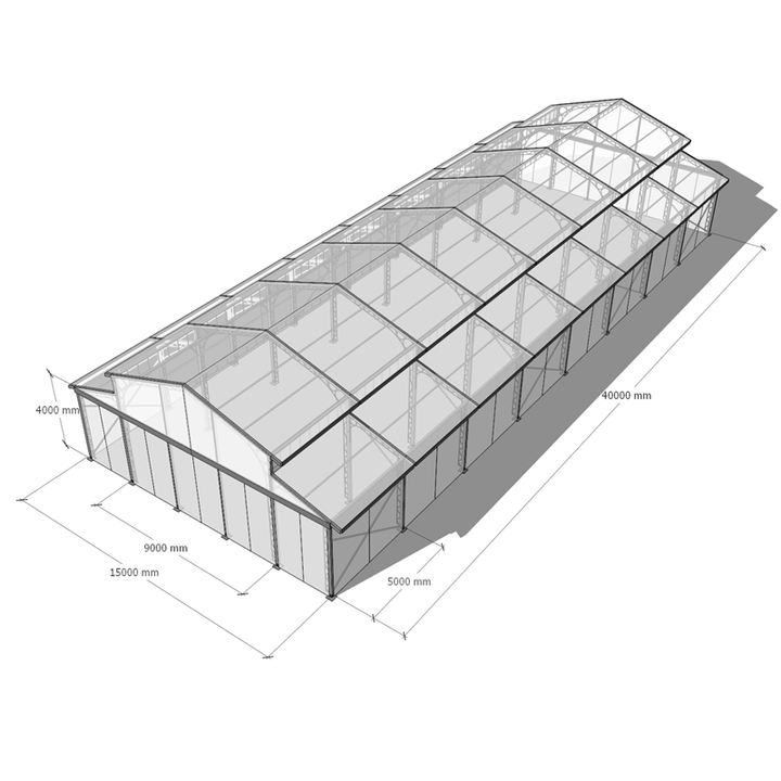Carpa grande para bodas de 15x40m, carpa transparente para fiestas de 300 plazas, carpa para eventos con atrio con marco negro para eventos al aire libre