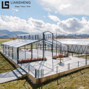 Carpa de atrio de aluminio con marco negro de alta calidad y dosel de PVC, adecuada para fiestas, bodas y eventos a gran escala