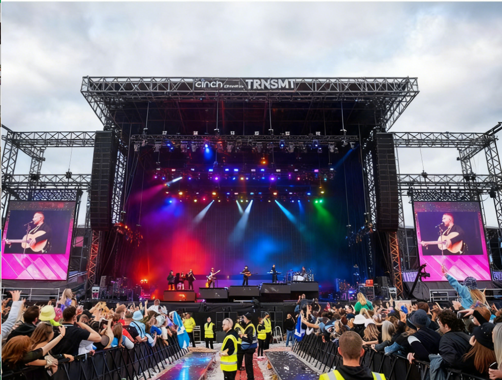 Sistema de armadura de aluminio para escenario de concierto grande de 20 m × 40 m