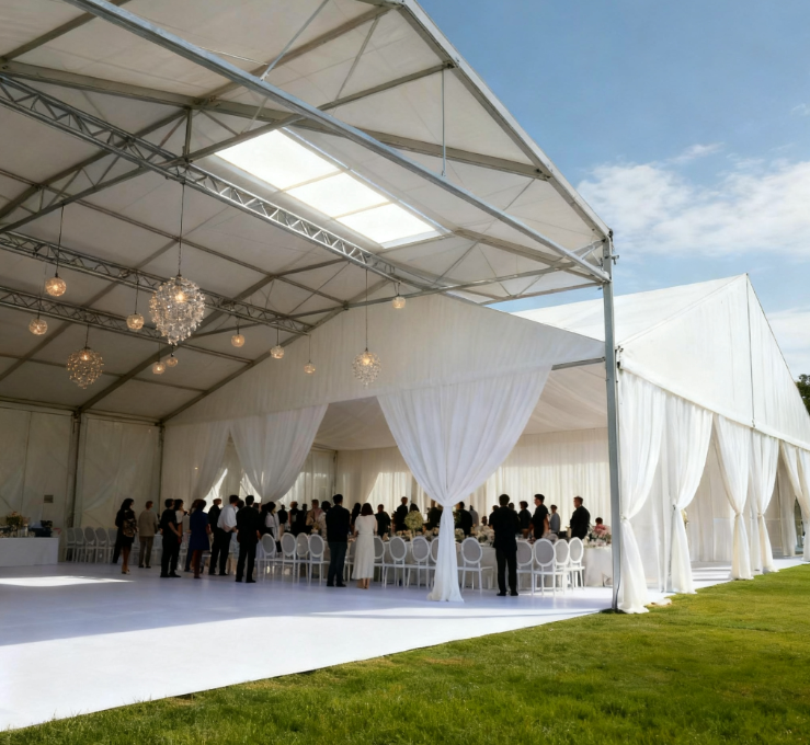 [Serie Cloud Hall] Carpa para bodas exclusiva de 20 × 50 m: uso de luz suave como pincel para tejer un romance sin interrupciones