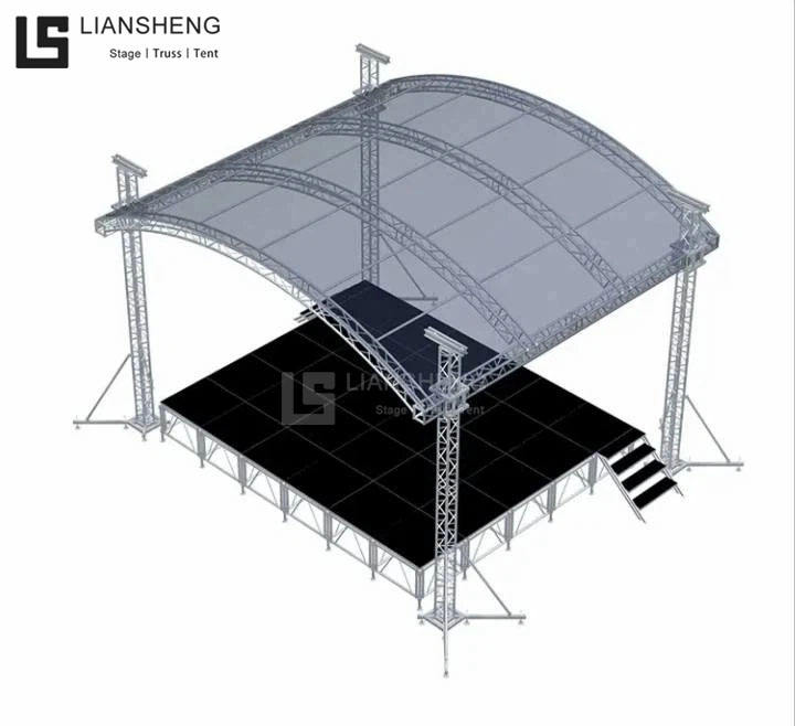 Techo en forma de arco, diseño de cúpula con forma curva, Material de aleación de aluminio, braguero de escenario de tamaño personalizado para iluminación y altavoz Line Array