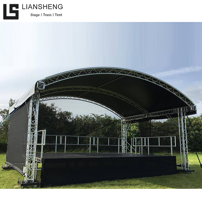 Carpa para eventos al aire libre de aluminio, escenario de concierto, plataforma elevadora, soporte de diseño, armadura, escenario de techo de exhibición