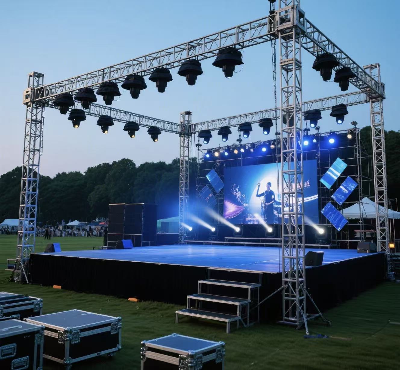 Escenario de eventos de aluminio con armazón de iluminación para stand de exposiciones y exposiciones