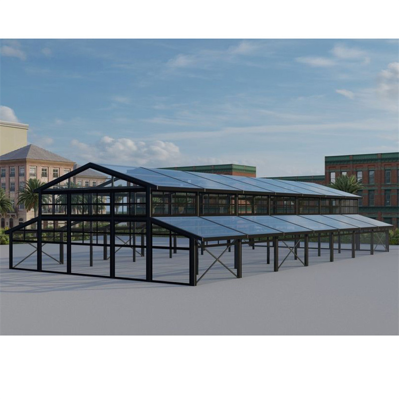 Carpa de atrio de aluminio con marco negro de alta calidad y dosel de PVC, adecuada para fiestas, bodas y eventos a gran escala