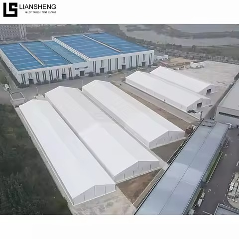 Precio de venta completo de fábrica barato de gran envergadura almacén industrial resistente tienda de almacenamiento con estructura de marco de aluminio de tela de PVC