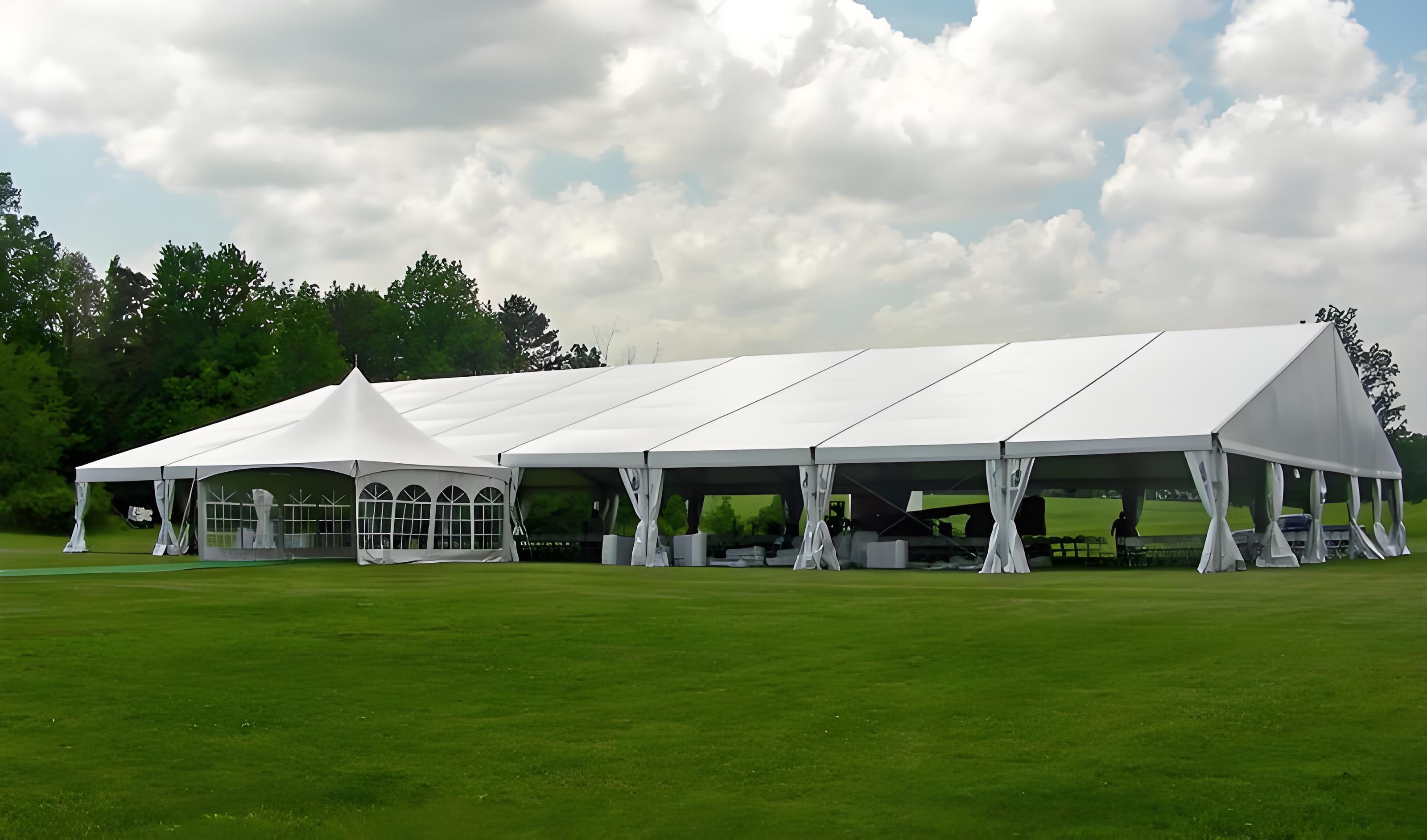 Carpa para fiestas de tamaño personalizado, carpa para eventos de fácil montaje, carpa para bodas con marco de aluminio de largo alcance y revestimiento de techo