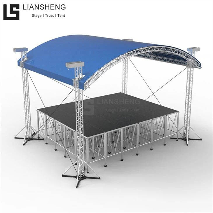 Techo en forma de arco, diseño de cúpula con forma curva, Material de aleación de aluminio, braguero de escenario de tamaño personalizado para iluminación y altavoz Line Array