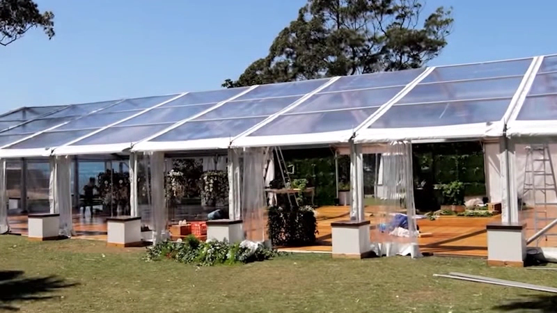 Carpa transparente para bodas con marco de aluminio para exteriores 20 x 40