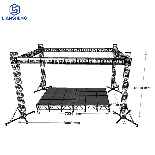Estructura del braguero de la etapa del concierto del evento del braguero del tornillo de la espita de la aleación de aluminio del tejado plano de los 8*6*6m