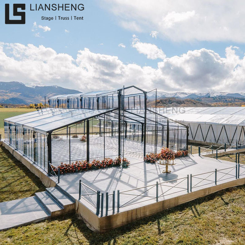 Carpa para eventos de invernadero con marco de aluminio para exteriores, atrio para fiesta de boda, lujo, 4 estaciones