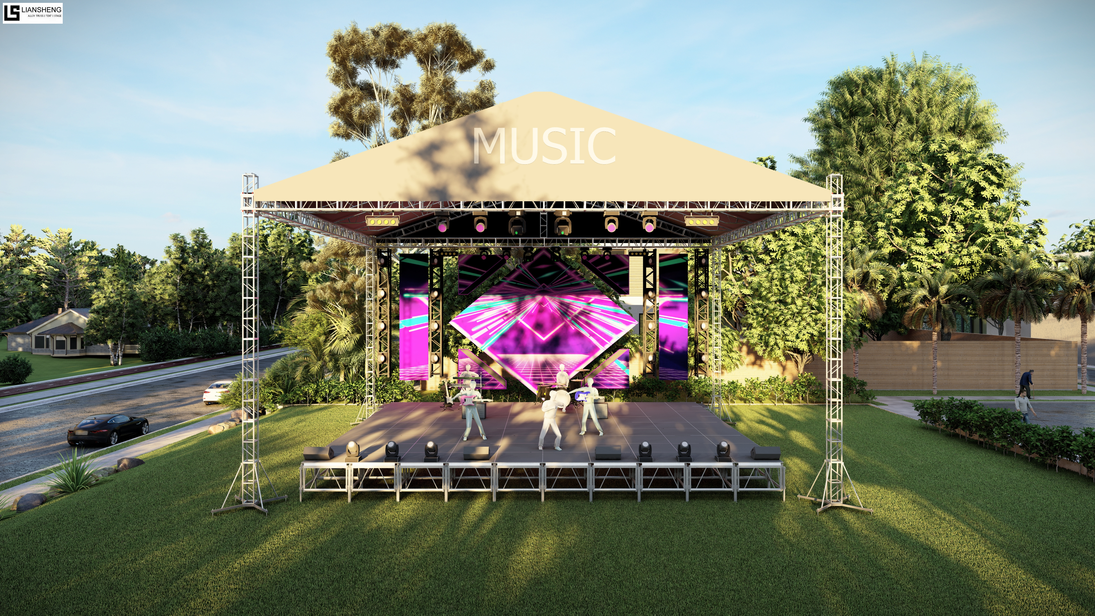 etapa del concierto del evento del braguero del tornillo de la espita de la aleación de aluminio del tejado plano de los 8*6*6m