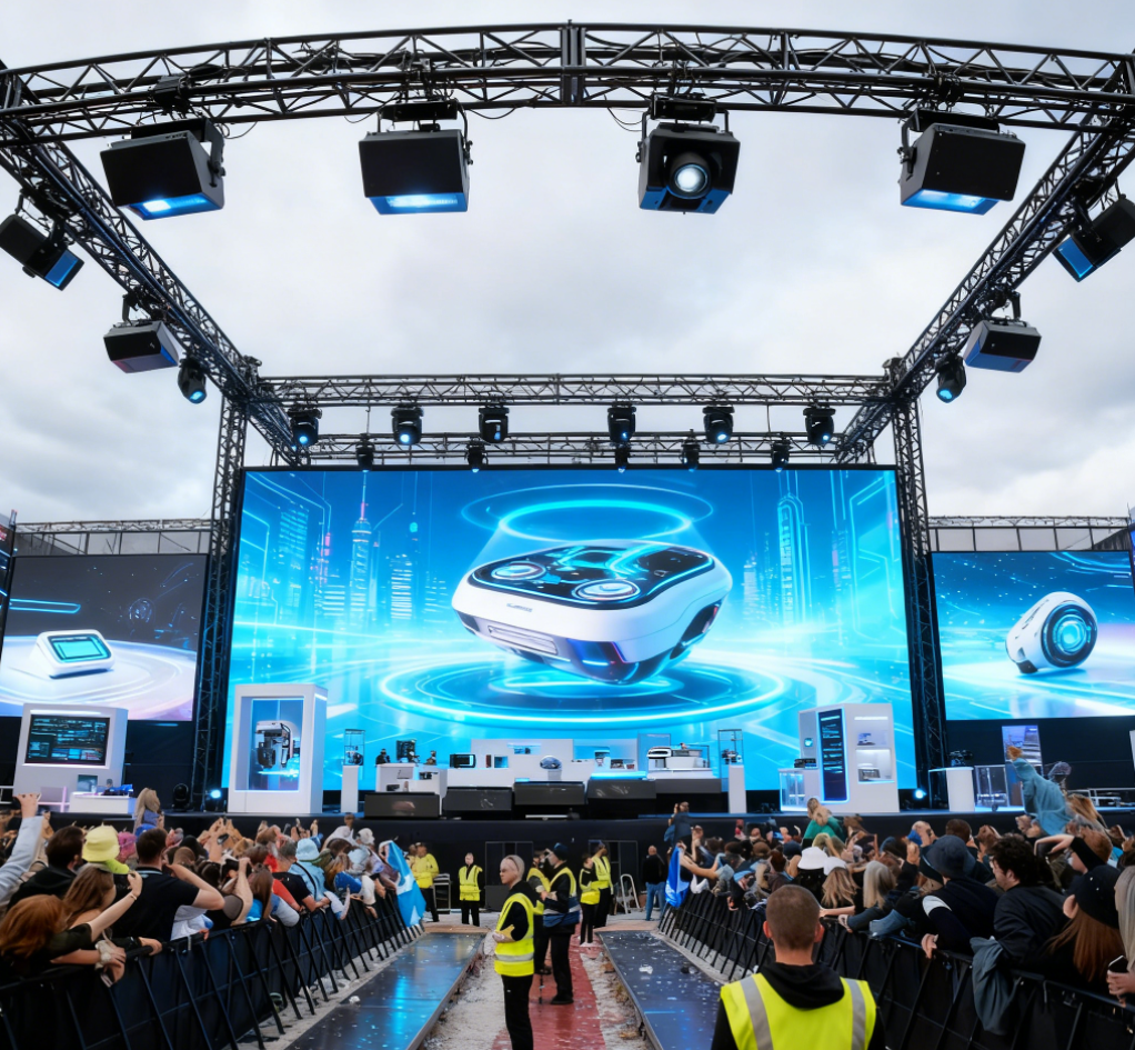 Sistema de armadura de aluminio para escenario de concierto grande de 20 m × 40 m