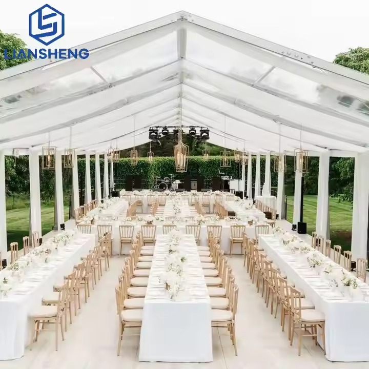 Tienda de campaña para eventos de boda con cubierta transparente de aleación de aluminio para 100 300 500 personas