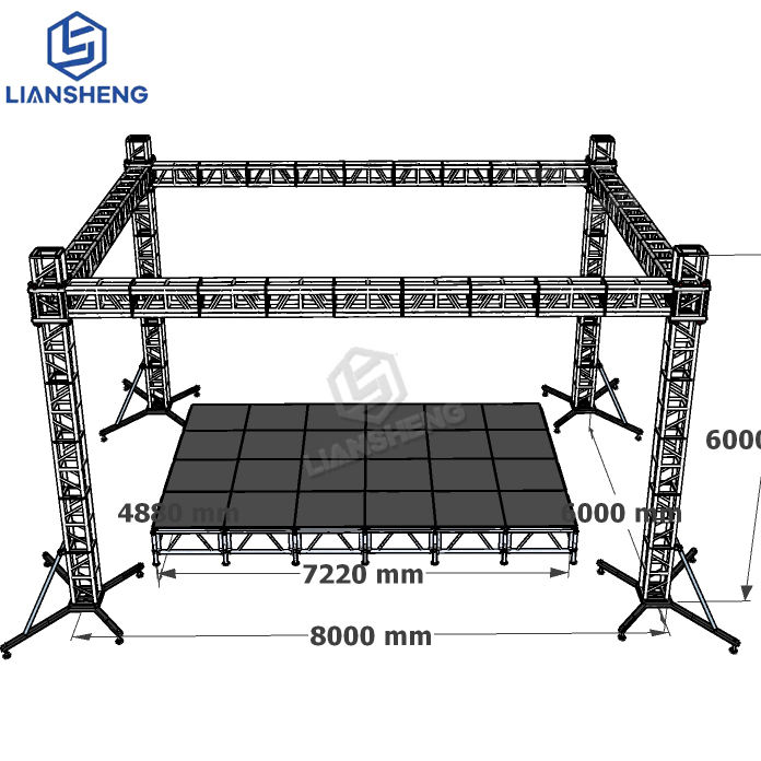 Estructura del braguero de la etapa del concierto del evento del braguero del tornillo de la espita de la aleación de aluminio del tejado plano de los 8*6*6m