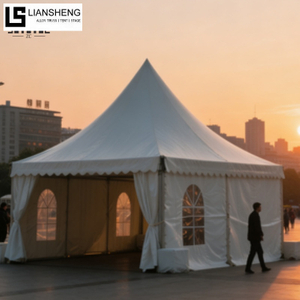 Carpa pagoda con estructura de hierro cuadrada asequible: refugio para eventos resistente y económico