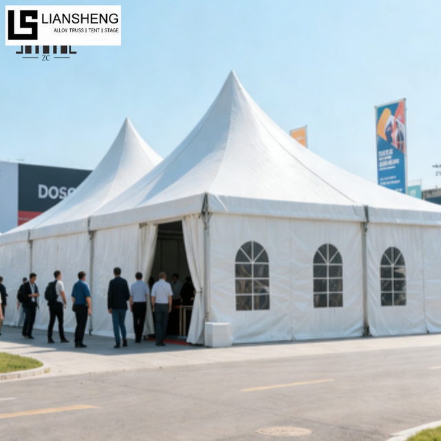 Carpa pagoda con estructura de hierro cuadrada asequible: refugio para eventos resistente y económico