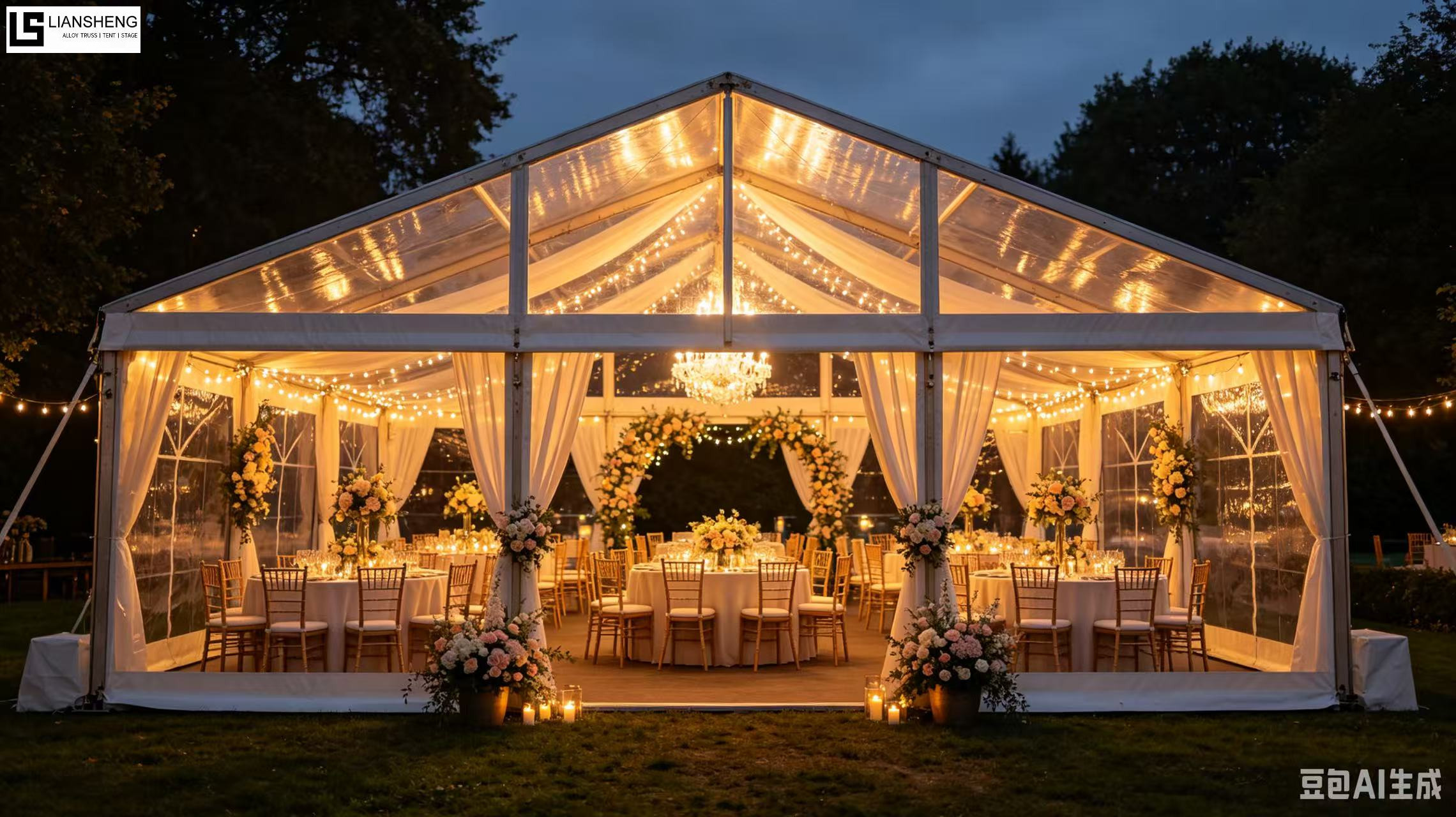 Carpa transparente: estructura clara y elegante para eventos de lujo