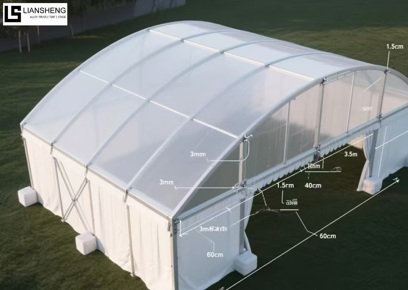 Carpa de carpa curva de aluminio para eventos al aire libre y banquetes de boda