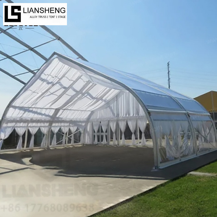 Carpa con forma de melocotón: carpa para eventos con estructura de aluminio y techo curvo para bodas y eventos
